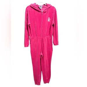 Juicy Couture Zip-up Velour Jumpsuit Hot Pink Y2K Soft Comfort Barbiecore‎ Sz M thumbnail 8