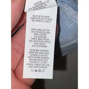 Aerie Seams Right Blue Acid Wash Puff Sleeve‎ Cropped Sweatshirt Scoop Neck NWT thumbnail 5