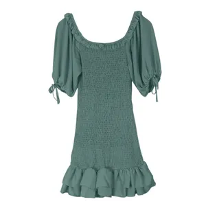 A Love Like You Dress Cottagecore Puff Sleeve Mini Dress Green Smocked Ruffle S thumbnail 5