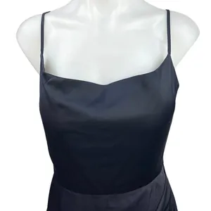 Showpo Dazzling Lights Navy Silky Satin Cowl Neck Draped Midi Bodycon Dress Sz 8 thumbnail 3