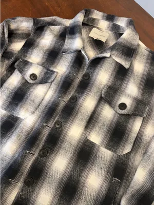 Women’s black and white plaid Lucky Brand jacket button up large thumbnail 2