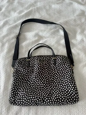 Kate Spade Spot Nylon Calista Laptop Bag, style WKRU1612, black/cream polka dot thumbnail 10