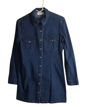 Kendall Kylie Denim Western Mini Dress‎ Pearl Snap Women's Medium Blue thumbnail 1