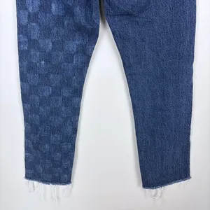 Levi's Wedgie Straight Jeans Checkerboard Blue Retro Indie Grunge Size 27‎ thumbnail 7