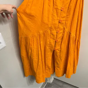 Anthropologie Orange Flutter Sleeve Button Front Midi Dress XS thumbnail 6