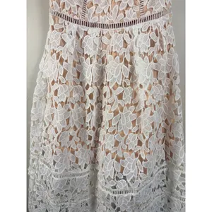 Just Me White Floral Lace Sweetheart Cocktail‎ Dress Nude Lining Small thumbnail 10