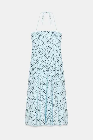 Zara Light Blue Polka Dot Maxi Dress - Women thumbnail 6
