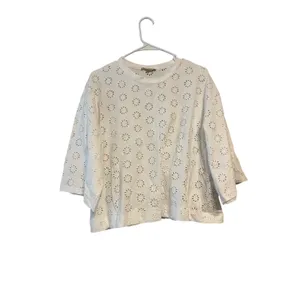 Madewell Embroidered Wide-Sleeve Boxy Tee in White NWT! thumbnail 5