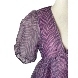 Endless‎ Rose Ella Organza Babydoll Mini Dress Women Medium Purple Zebra Print thumbnail 5
