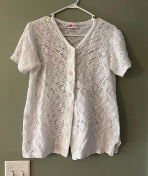 White Crochet Swim Coverup Top thumbnail 1