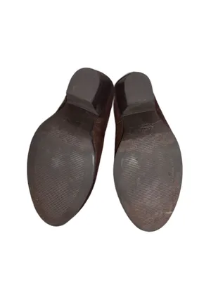 Shoedazzle Dark Brown Faux Suede Ankle Booties with Knit Cuff thumbnail 6