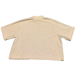 Nike Mock Neck Crop Top Womens‎ M Sail White Textured Chevron Knit Sporty Core thumbnail 3