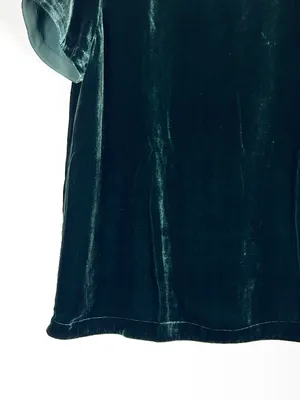 Eileen Fisher silk blend velvet green short sleeve oversized top size S small thumbnail 6