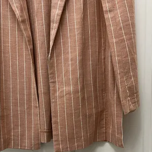 Stradivarius Brown and White Striped One Button Closure Casual Blazer - Sz Small thumbnail 5