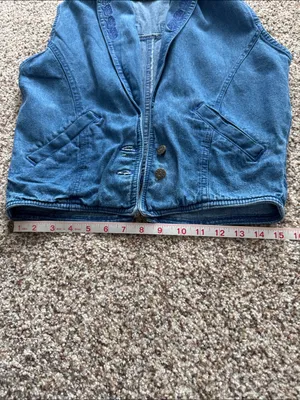Denim Vest with Embroidered Shawl Collar vintage thumbnail 12