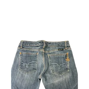 Miss Me 27 Flare Raw Edge Low Rise Denim Jean Embossed Back Pockets 30" Inseam thumbnail 2