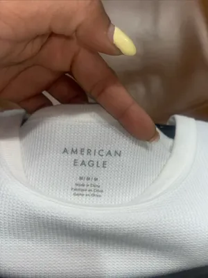 American Eagle Outfitters White Ribbed Short-Sleeve Tee thumbnail 3