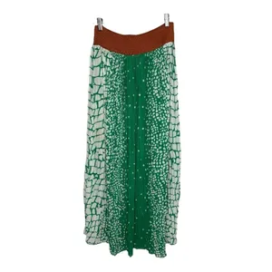 Magic Pleated Maxi Skirt Womens Medium Green Mosaic‎ Print Corset Waist Boho thumbnail 5
