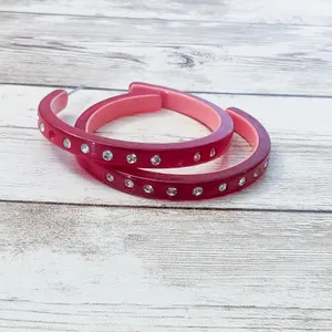 Large Red Hoops Stud Earrings For Pierced Ears - 1 & 7/8" - Missing Gems thumbnail 5