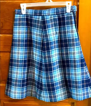 Pendleton vintage skirt blue plaid a-line with side zipper and hook closure. thumbnail 1