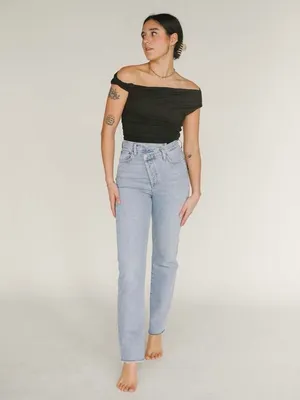 Agolde Criss Cross Straight Leg Dimension Light Wash Organic‎ Cotton Denim Jeans thumbnail 2