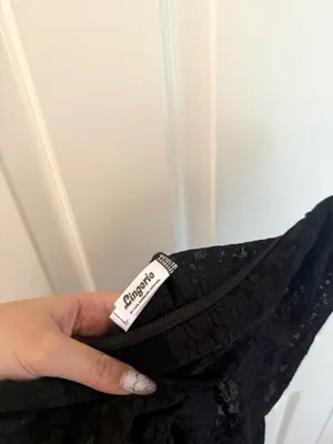 Los Angeles Apparel Black Floral Lace Flare Pants Leggings thumbnail 8