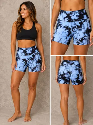 Women's High-Waisted Seamless Scrunch Butt Tie-Dye Athletic Shorts thumbnail 2