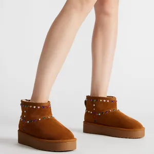 Steve Madden NEW Comfy Chestnut Brown Faux Fur Lined Suede Rhinestones Slip On Boot 10 thumbnail 6