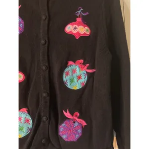 J. Khaki Black‎ Girls Size 14 Christmas Sweater with Ornaments thumbnail 3