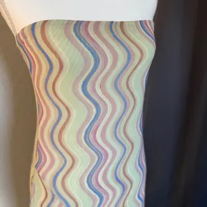 Zara Strapless Mesh Maxi‎ Dress Large Wavy Print Pastel Festival Boho NWT thumbnail 2
