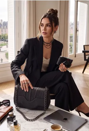 VanEli ❁ Sophisticated Metallic Gunmetal Chain Handle Bag Handbag ❁ Shiny Black thumbnail 1