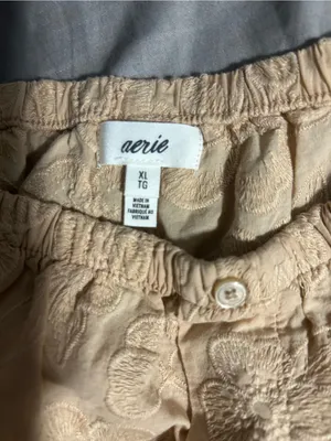 aerie Cream Floral Embroidered Athletic Shorts thumbnail 2