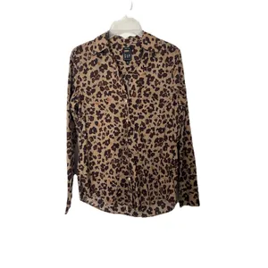 Gap Perfect Shirt SMALL Button Up Animal Print Brown Twee Coquette thumbnail 4