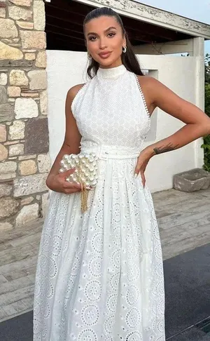 Zara maxi sun dress boho crochet belt lace halter flowy summer vacation thumbnail 1