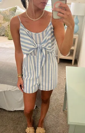 After Market Striped tie romper thumbnail 1