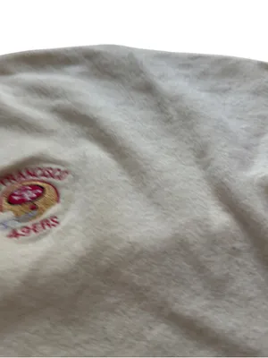 Etonic Vintage San Francisco 49ers Zephyr Wool V-Neck Sweater Cream L *HOLE* thumbnail 7