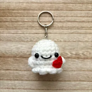 Handmade Crochet My Boo Ghost Valentine’s Day Keychain thumbnail 1