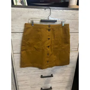 Old Navy Womens Mustard Yellow Button Front Twill Mini Skirt Size 12 NWT thumbnail 2