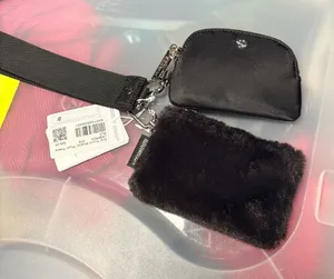 lululemon Dual Pouch Wristlet Plush Fleece in Black. NWT Authentic. thumbnail 1