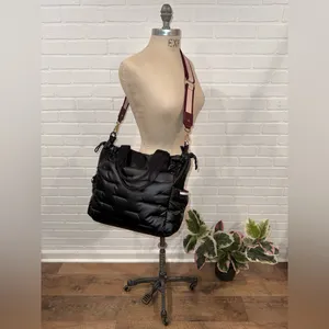 Hedgren Black Quilted Puffy Weekender Tote with Detachable Strap thumbnail 2