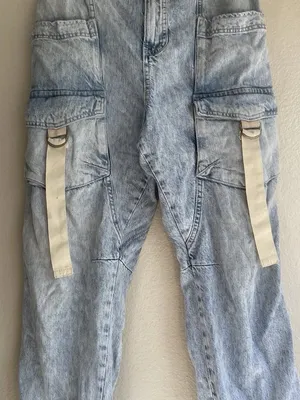 Free People We The Free Hazel Pull On Drop Waist Harem Cargo Pocket Jeans Sz Small thumbnail 12