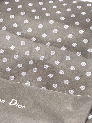 Christian Dior Unisex Black Grey Micro Floral Pure Silk Scarf thumbnail 2