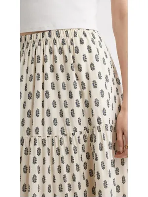 Treasure & Bond Tiered Maxi Skirt NWT Ivory Olive Block Floral XXL thumbnail 6