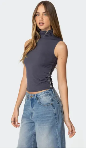 Edikted Coral Turtle Neck Top Small thumbnail 1