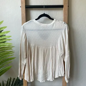 Millibon USA Cream Lace-Trim Peasant Tunic Top thumbnail 4