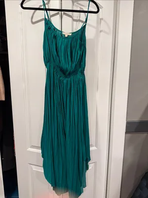 Current Air Teal Pleated Midi Dress with Spaghetti Straps large‎ thumbnail 2