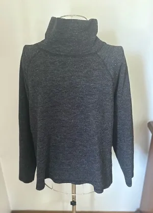 Abercrombie & Fitch Turtleneck Top Back Button Detail Small Dark Gray Vintage thumbnail 1