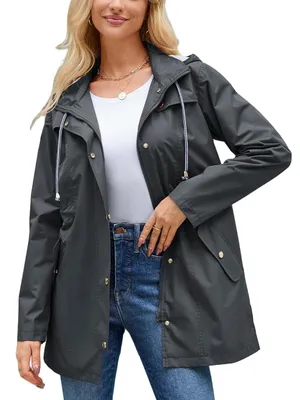 Hount Women Rain Jacket Lightweight Waterproof Lined Raincoat Trench Coat. Sz 8 thumbnail 2