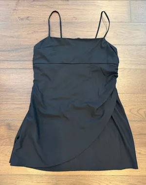 ZARA Woman Black Strappy Mini Dress Straight Neck Large - C30-109 thumbnail 1