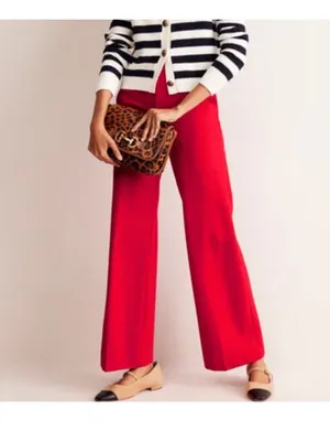 Boden Red Ponte Knit Wide Leg High Rise Career Dress Pants Size 4R thumbnail 3